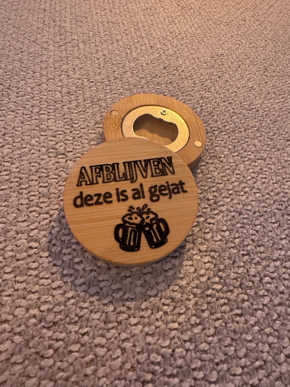 Luxe Houten Bieropener - Afblijven Deze Is Al Gejat - Cadeau