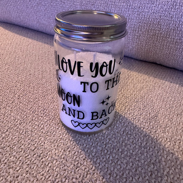 Luxe Kaars in Glazen Pot met Tekst - I Love You to the Moon and Back - Cadeauset