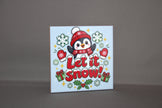 Keramisch kersttegeltje Let It Snow, 10,8x10,8 cm – sfeervol winter- en kerstcadeau