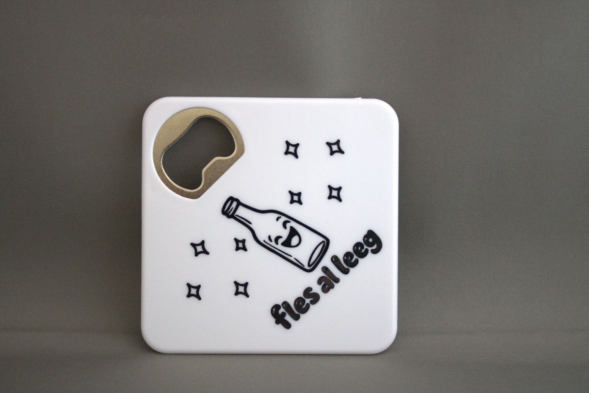 Flesopener met tekst Fles Is Al Leeg – grappig cadeau voor bierliefhebbers en borrelliefhebbers

