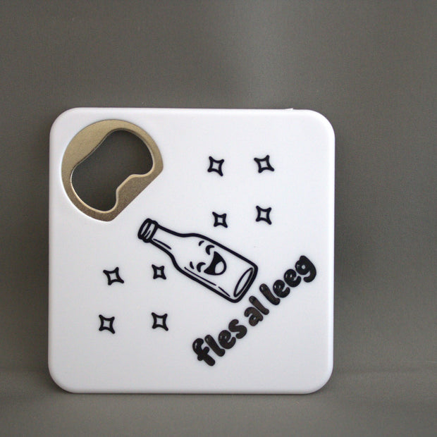 Flesopener met tekst Fles Is Al Leeg – grappig cadeau voor bierliefhebbers en borrelliefhebbers

