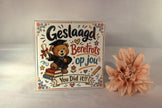 Keramisch tegeltje cadeau geslaagd met tekst Berentrots op jou You did it - leuk diploma cadeau