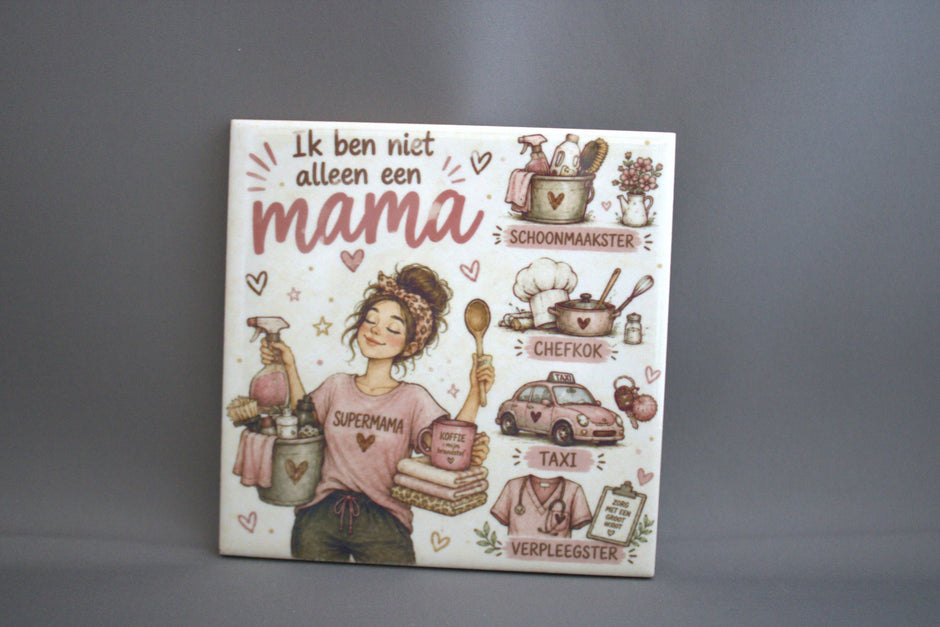 Keramisch tegeltje Ik Ben Een Supermama, 10,8x10,8 cm – lief cadeau voor mama op Moederdag of verjaardag

