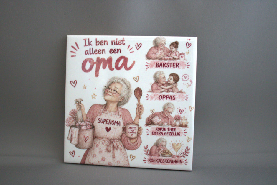 Keramisch tegeltje Ik Ben Een Superoma, 10,8x10,8 cm – lief cadeau voor oma op verjaardag of Moederdag