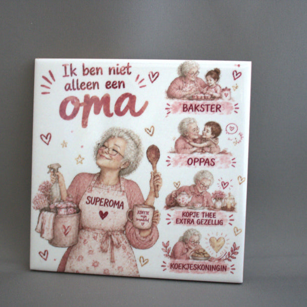 Keramisch tegeltje Ik Ben Een Superoma, 10,8x10,8 cm – lief cadeau voor oma op verjaardag of Moederdag