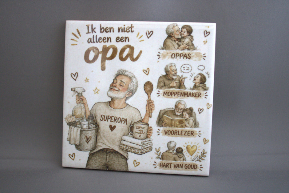 Keramisch tegeltje Ik Ben Een Superopa, 10,8x10,8 cm – lief cadeau voor opa op verjaardag of Vaderdag