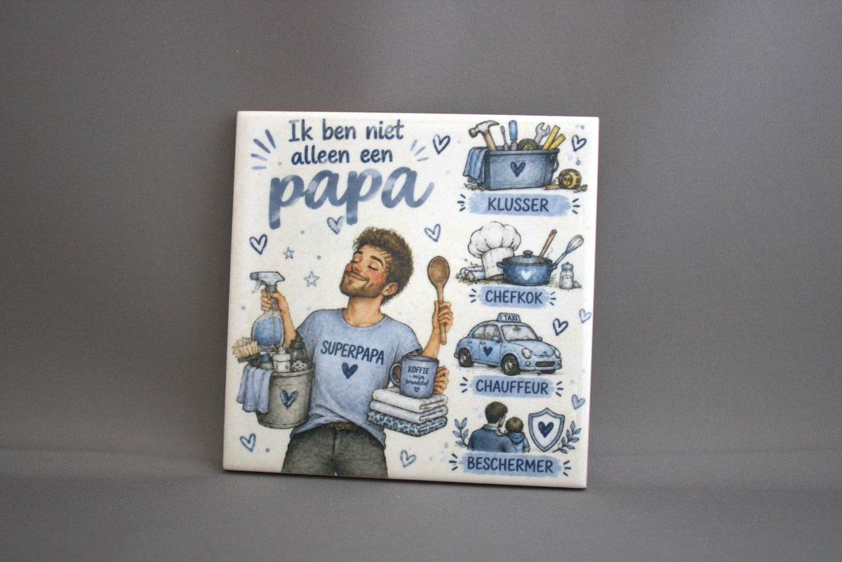 Keramisch tegeltje Ik Ben Een Superpapa – lief cadeau voor papa op Vaderdag of verjaardag