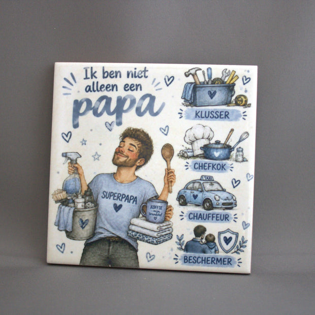 Keramisch tegeltje Ik Ben Een Superpapa – lief cadeau voor papa op Vaderdag of verjaardag