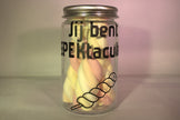 Glazen spekjespot met tekst Jij bent SPEKtaculair - leuk cadeau voor juf of meester