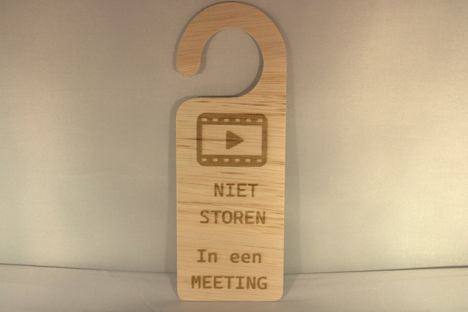 Niet storen bordje kantoor - houten deurhanger meeting - grappig cadeau voor op kantoor