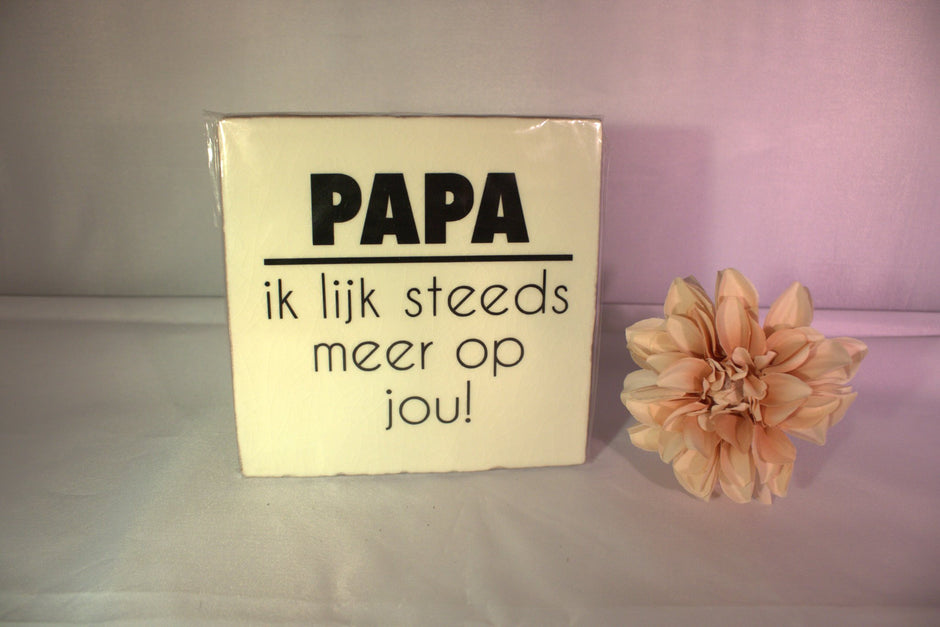 Keramisch tegeltje voor papa - Papa ik lijk steeds meer op jou - vaderdag cadeau