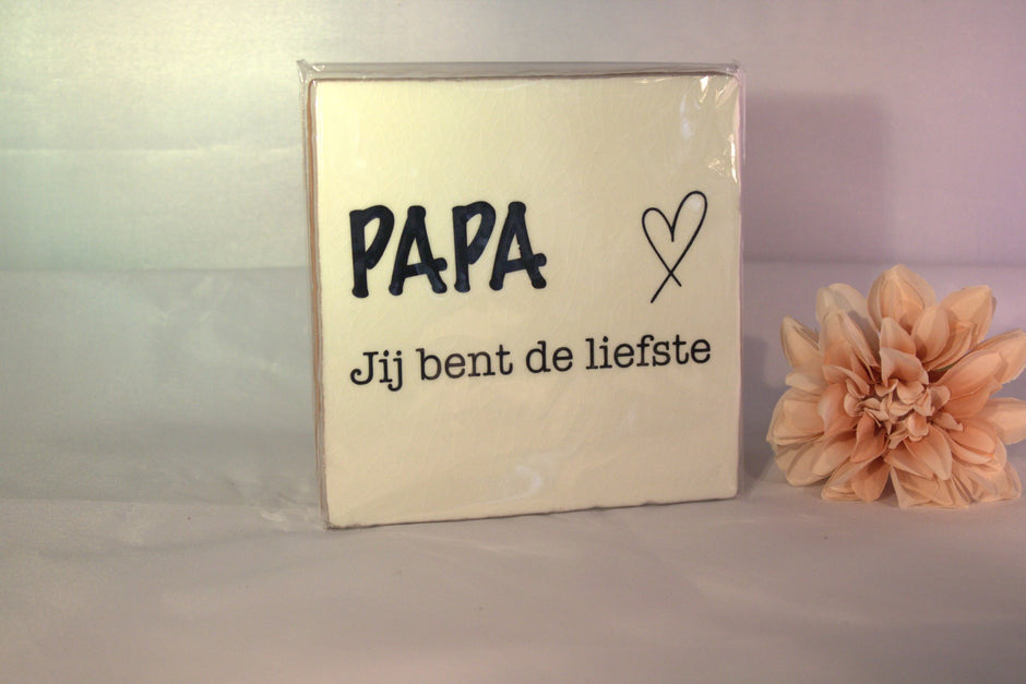 Keramisch tegeltje 'Papa, jij bent de liefste' met hartje – origineel cadeau voor vaderdag