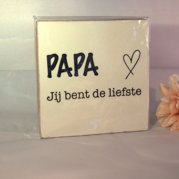 Keramisch tegeltje 'Papa, jij bent de liefste' met hartje – origineel cadeau voor vaderdag