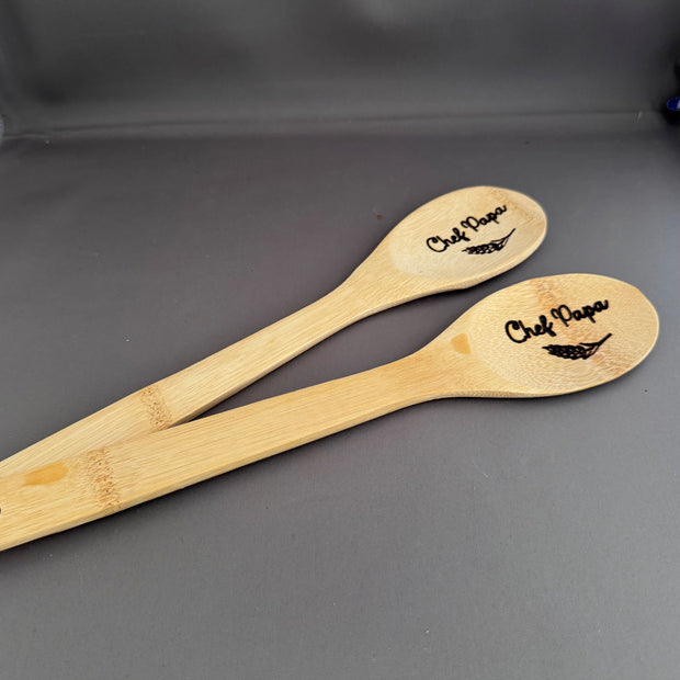 Houten pollepel met gravure Chef Papa – origineel Vaderdag cadeau voor de kookliefhebber