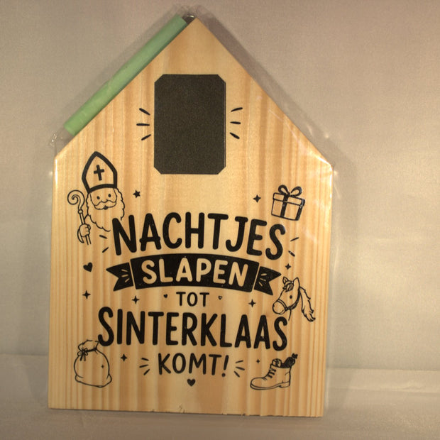 Sinterklaas aftelkalender houten huisje met krijtbord - leuk sinterklaascadeau voor kinderen