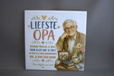 Keramisch tegeltje Liefste Opa Je Bent Goud Waard met illustratie van opa bloemen en familiefoto – cadeau opa verjaardag of Vaderdag

